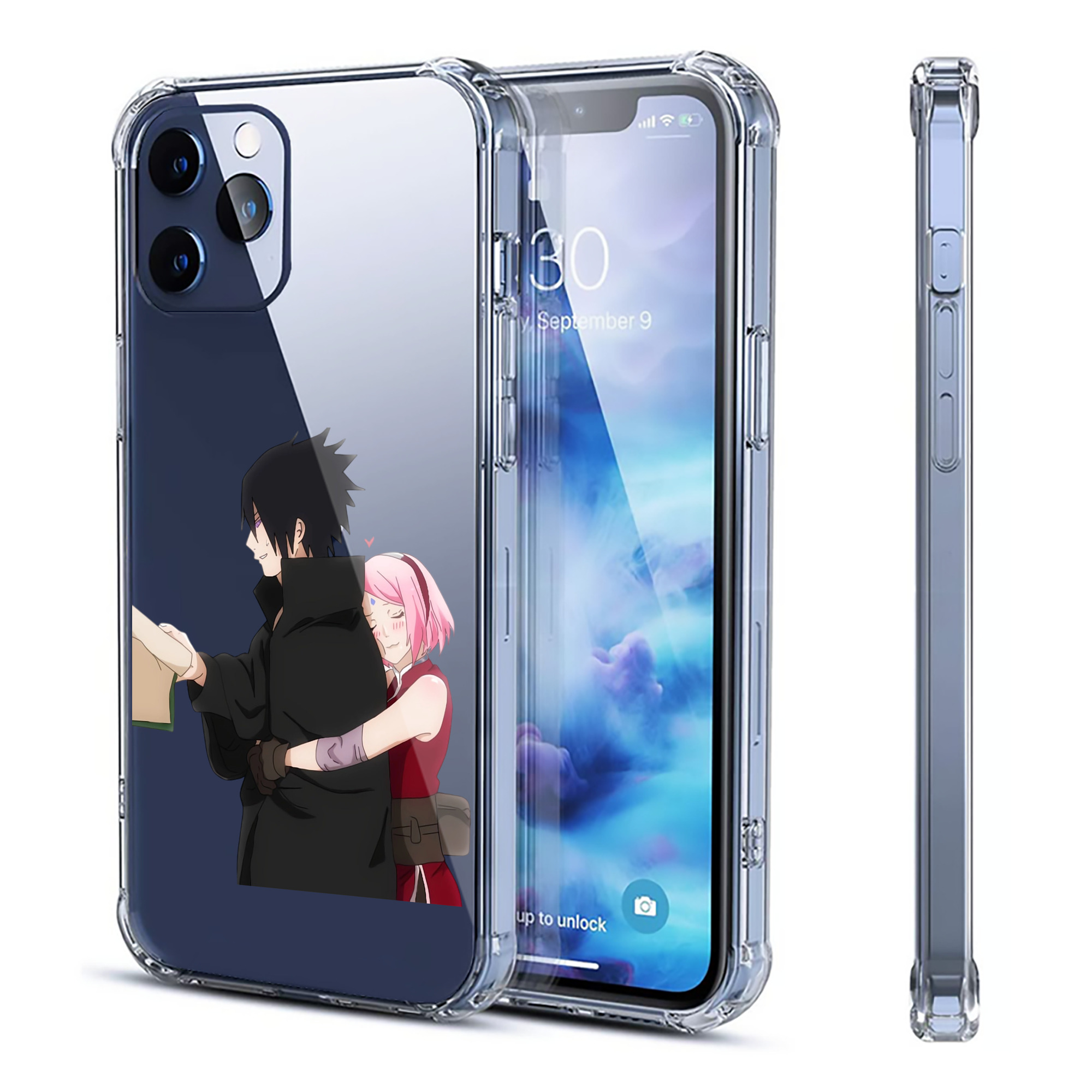 （画像用） NARUTO -ナルト- うちは サスケ Uchiha Sasuke 【iPhone 12シリーズ対応】透明スマホケース（クリアソフトケース）